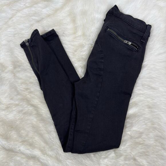 Rag & Bone Triple Zipper Moto Ankle Zip Jean in Metal Size 25 - Picture 8 of 11